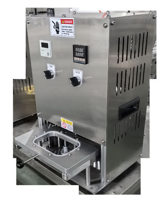 Semi Auto Aluminum Foil Lunch Container Sealer สําหรับการค้าอาหารที่ปรุงแล้ว อาหารว่าง ของหวาน
